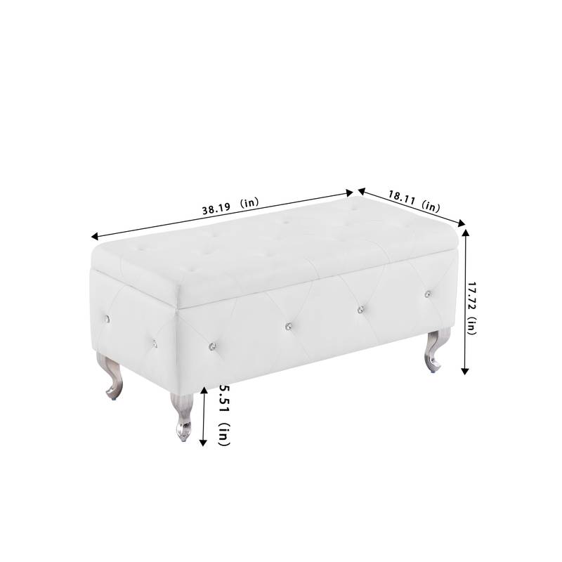 Cozy White Storage Bench with Padded Seat