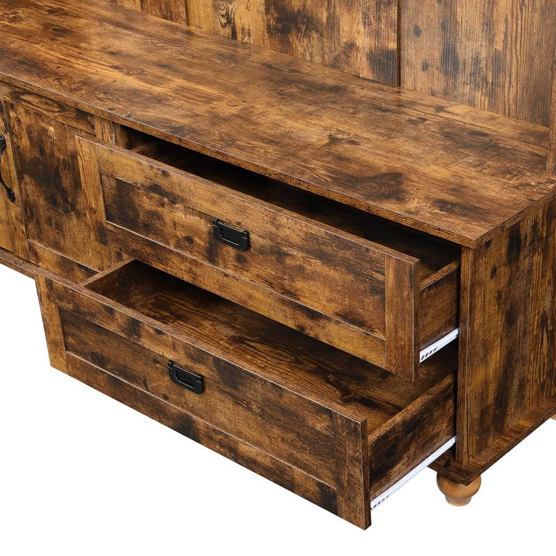 Rustic Charm Hall Tree with Storage and Hooks