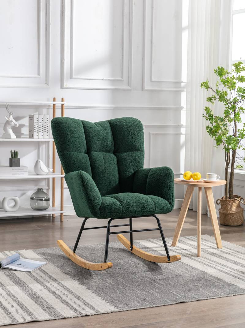 Cozy Green Rocking Chair - Mid Century Modern Charm