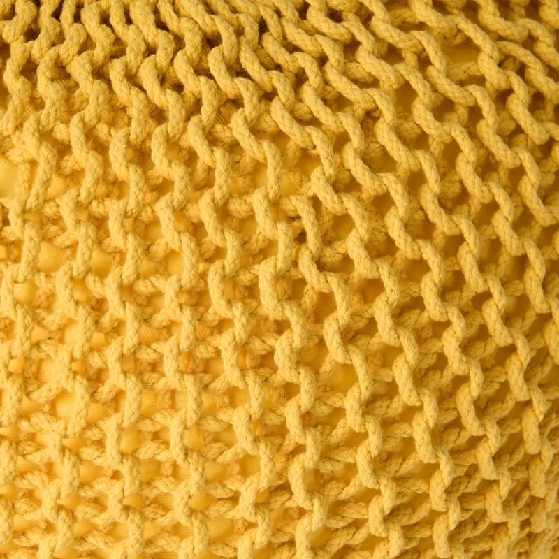 Sunny Yellow Knit Pouf