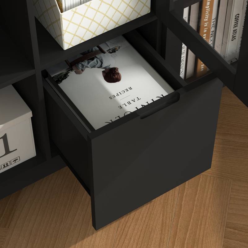Chic Black Glass-Front Cabinet for Living & Bedroom Storage