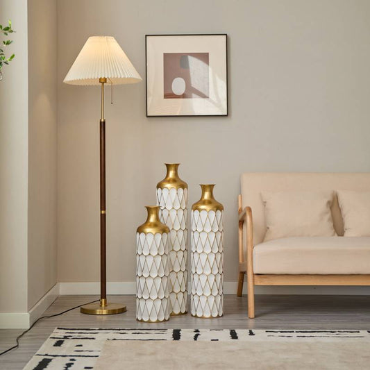Chic Droplet Trio: Modern White Metal Vases