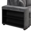Versatile L-Shaped Sofa Bed with Side Shelf & Stools
