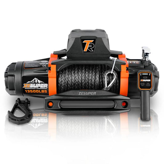 ZESUPER Heavy-Duty Electric Winch with Synthetic Rope and Remote Control