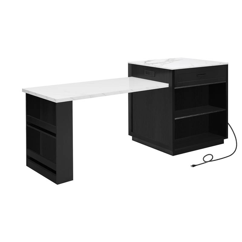 Stylish Expandable Kitchen Island with Storage and Power Outlet
