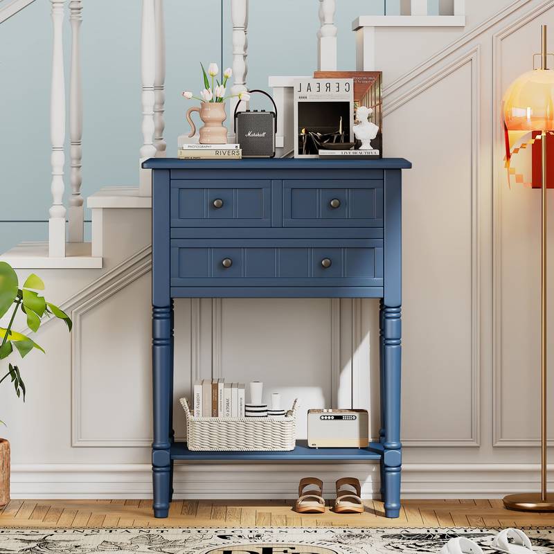 Navy Slim Storage Console Table