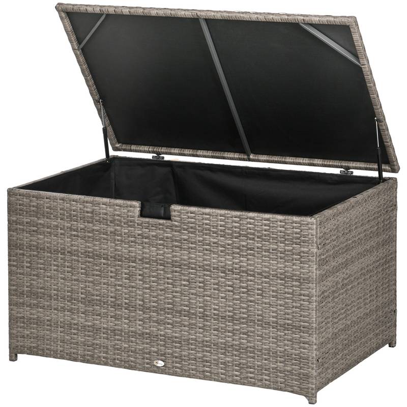 Outsunny Gray Rattan Outdoor Storage Box