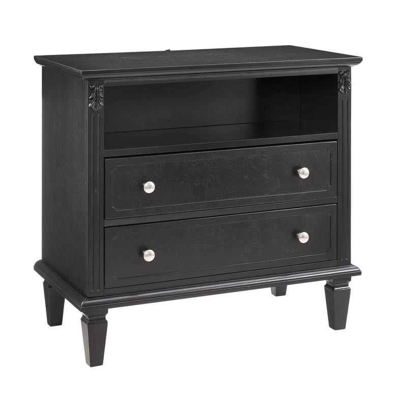 Farmhouse Charm Nightstand with Charging Station