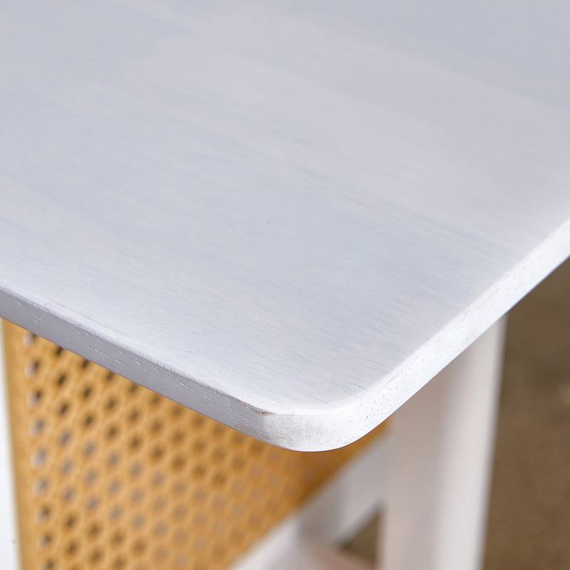 Chic Chinese Solid Wood Coffee Table with Rattan Touch