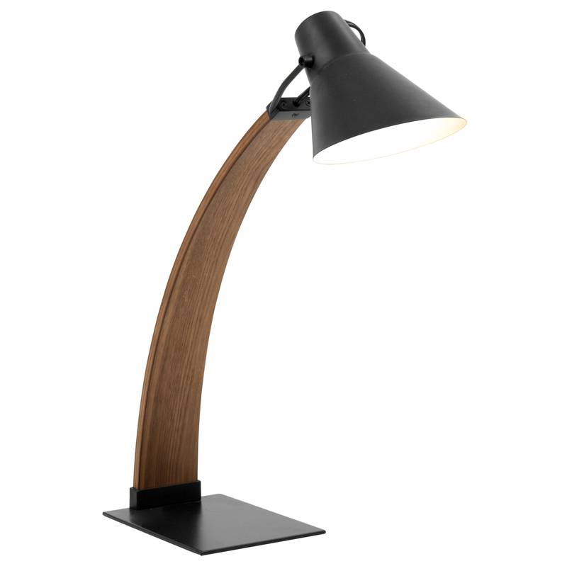 Noah Modern Mid-Century Table Lamp in Walnut & Black