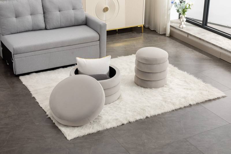 Elegant Ivory Storage Ottoman