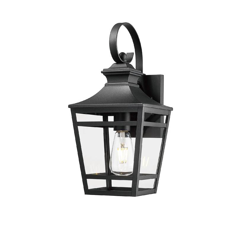 Sleek Black Outdoor Wall Sconce with Clear Glass