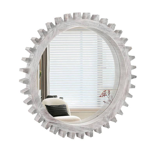 Rustic Gear Mirror - Charming Wall Decor for Any Space