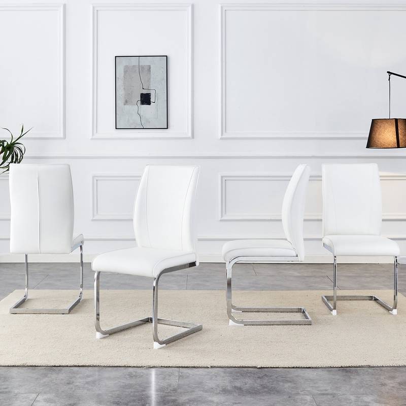 Chic White Curve Dining Chairs - Set of 4