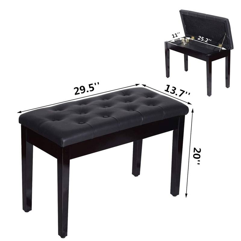 Cozy Duo Piano Bench with Hidden Storage