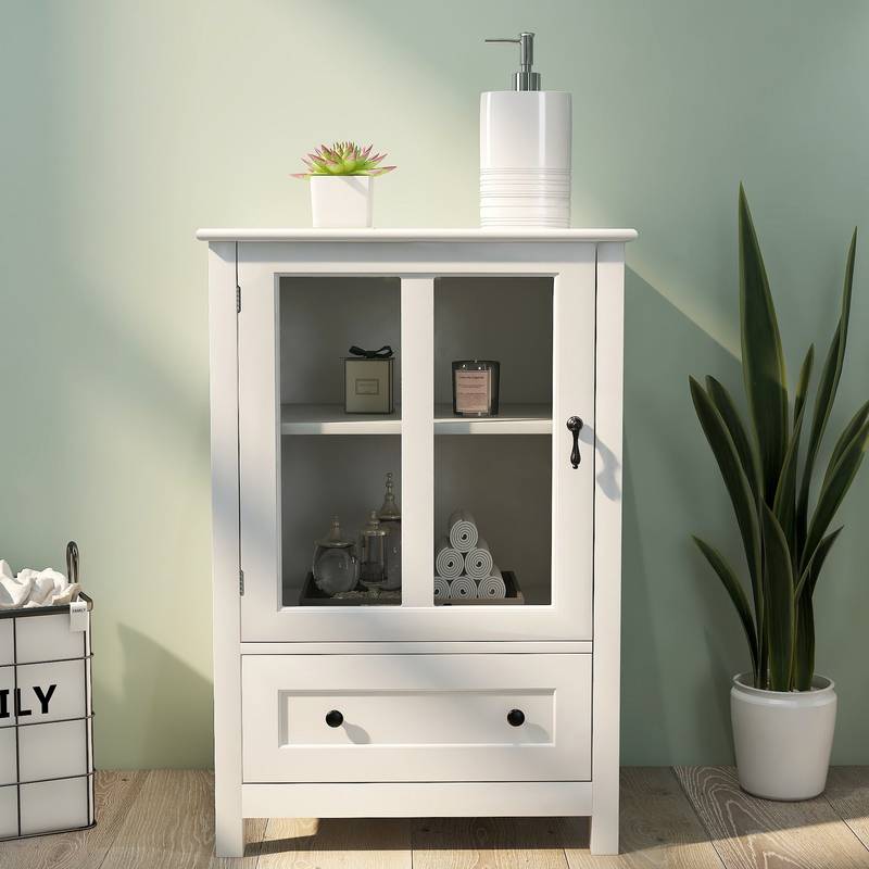 Charming Glass-Front Buffet Cabinet with Bell Handle