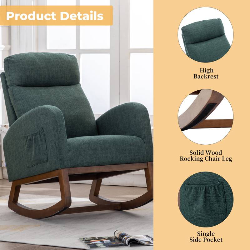 Stylish Emerald Rocking Glider Chair