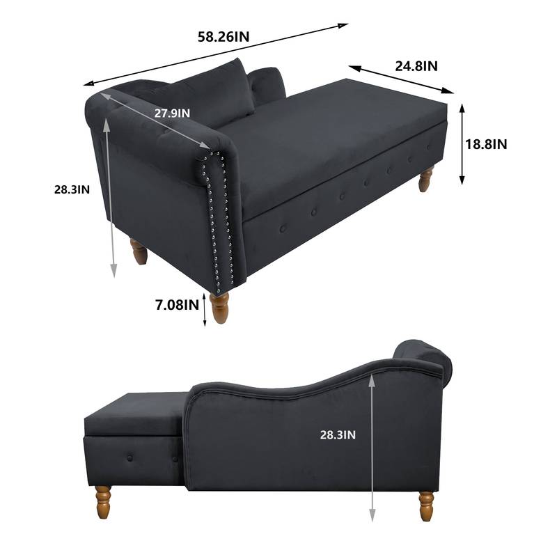 Velvet Dream Lounge Chair with Storage & Pillow