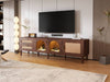 Rattan-Inspired TV Console with Stylish Storage