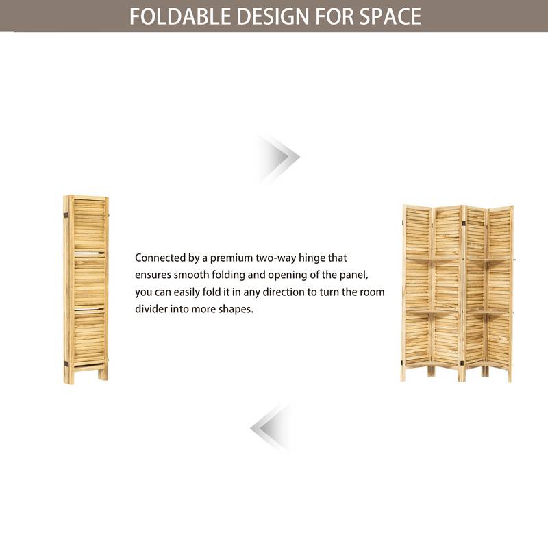 Chic Wood Room Divider with Shelves