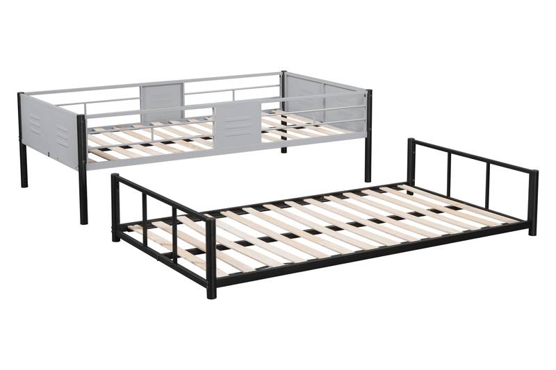 Sturdy Metal Twin Bunk Bed with Safety Guardrails