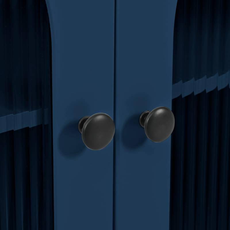 Navy Rolling Kitchen Island with LED Lights & Storage