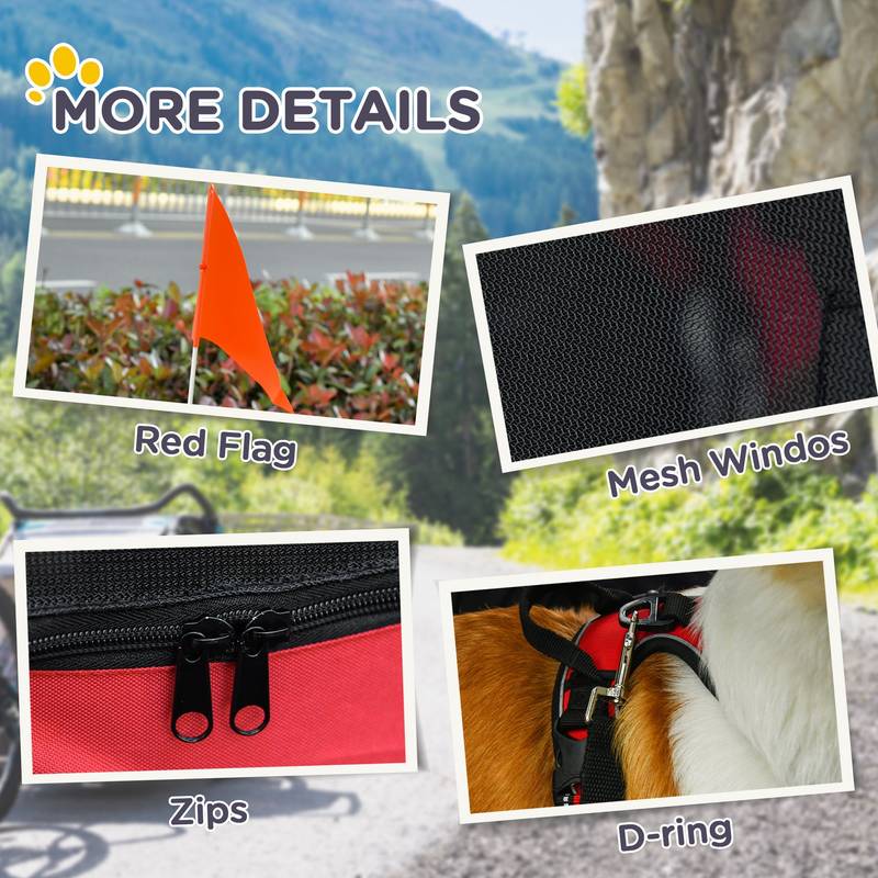 PawPals Bike Trailer-Red & Black Adventure Wagon for Dogs