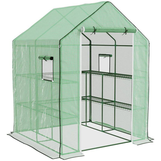 Cozy Garden Retreat: Portable Greenhouse with Roll-Up Access & Shelves