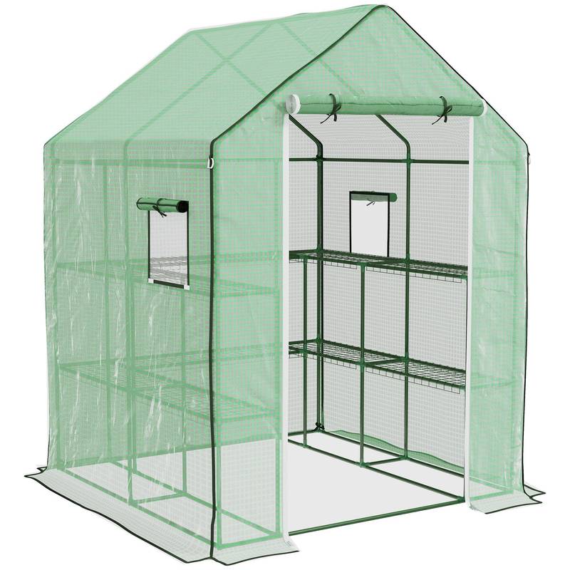 Cozy Garden Retreat: Portable Greenhouse with Roll-Up Access & Shelves