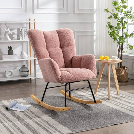 Cozy Pink Tufted Rocker