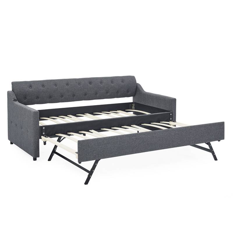 Chic Twin Daybed with Trundle and USB Charging