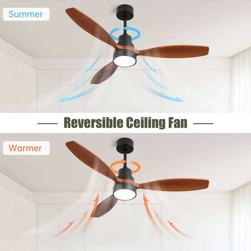 Wooden Ceiling Fan with Remote & LED Light