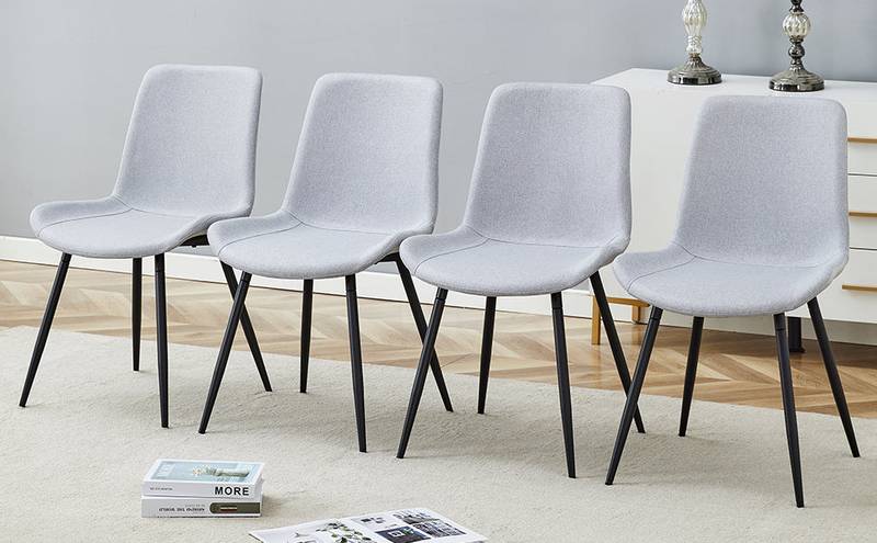 Cozy Linen-Cotton Dining Chair Set - Four Light Gray Beauties