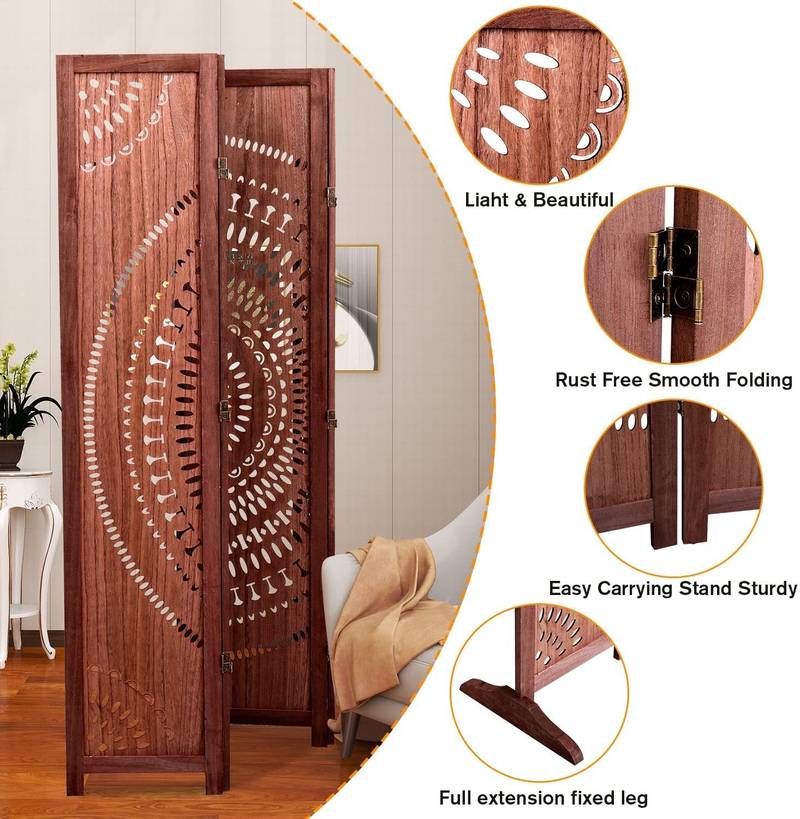 Charming Brown Wood Folding Room Divider