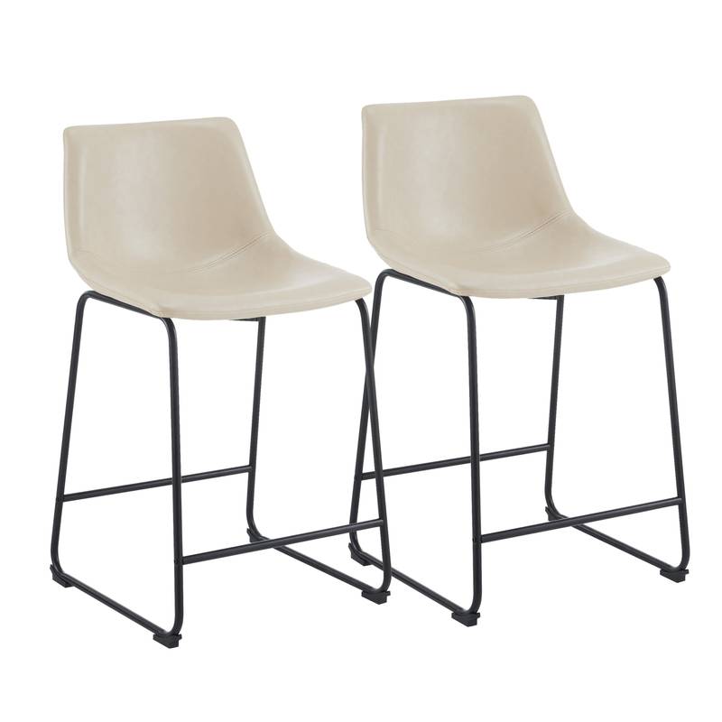 Chic Vintage Faux Leather Counter Stools - Set of Two