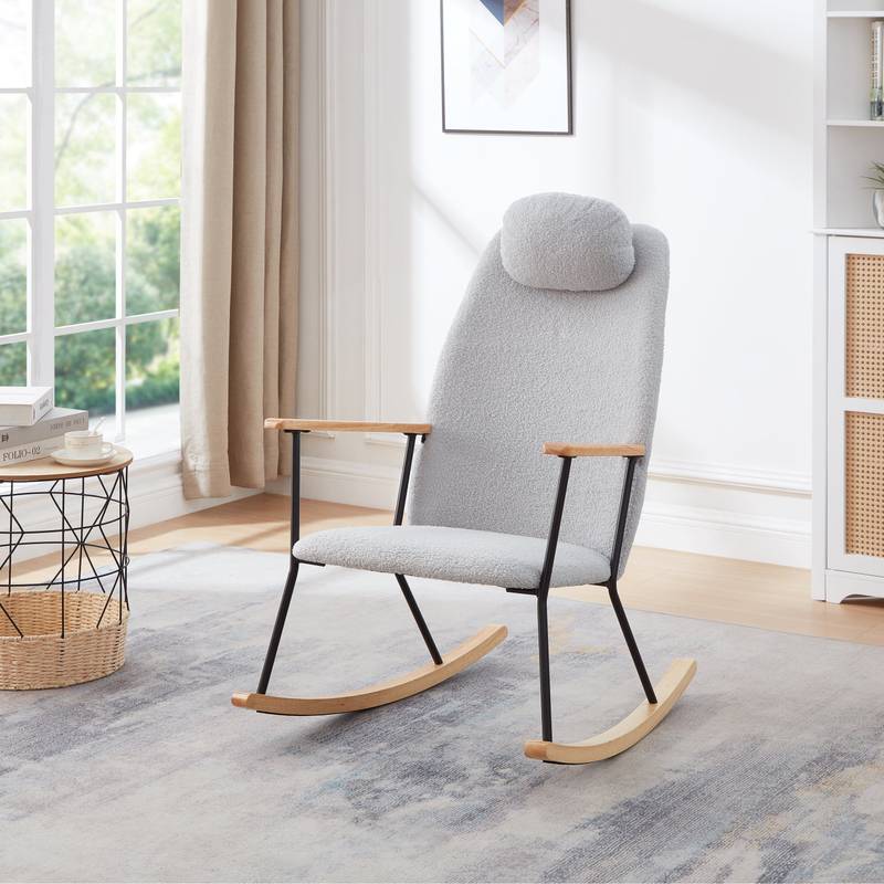 Cozy Rocking Chair with Adjustable Headrest