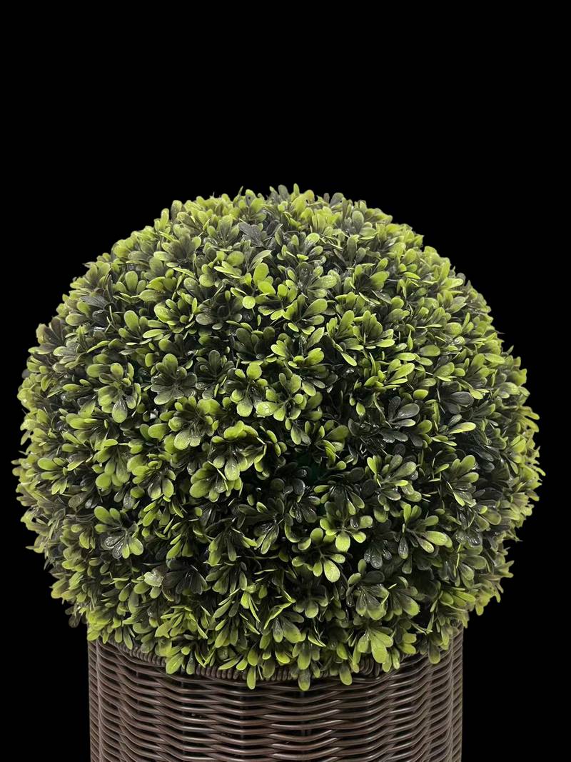 Charming Faux Ball Topiary in Woven Pot
