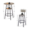 Cozy Grey Round Bar Stool Set with Backrest and Shelf