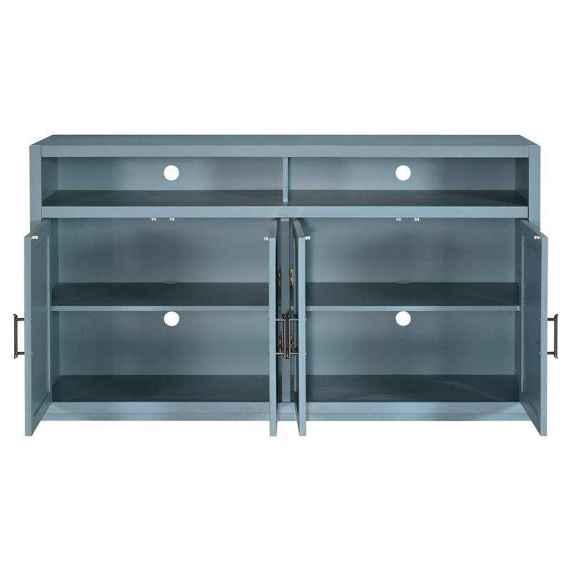 Chic Smoke Blue Sideboard with Open Shelves