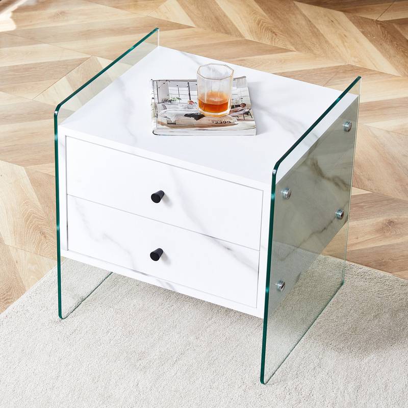 Chic Glass-Top Nightstand