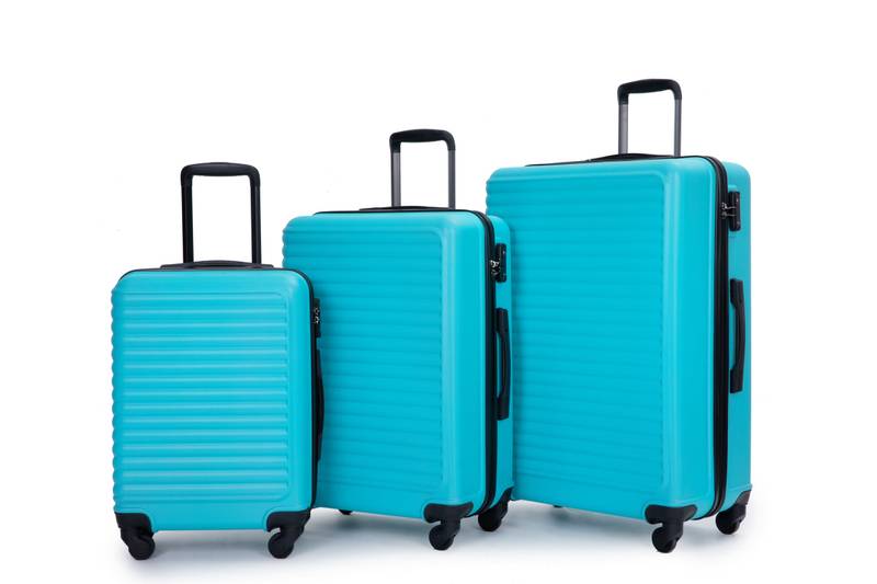 Turquoise Travel Trio: Lightweight Spinner Luggage with Hooks & TSA Lock
