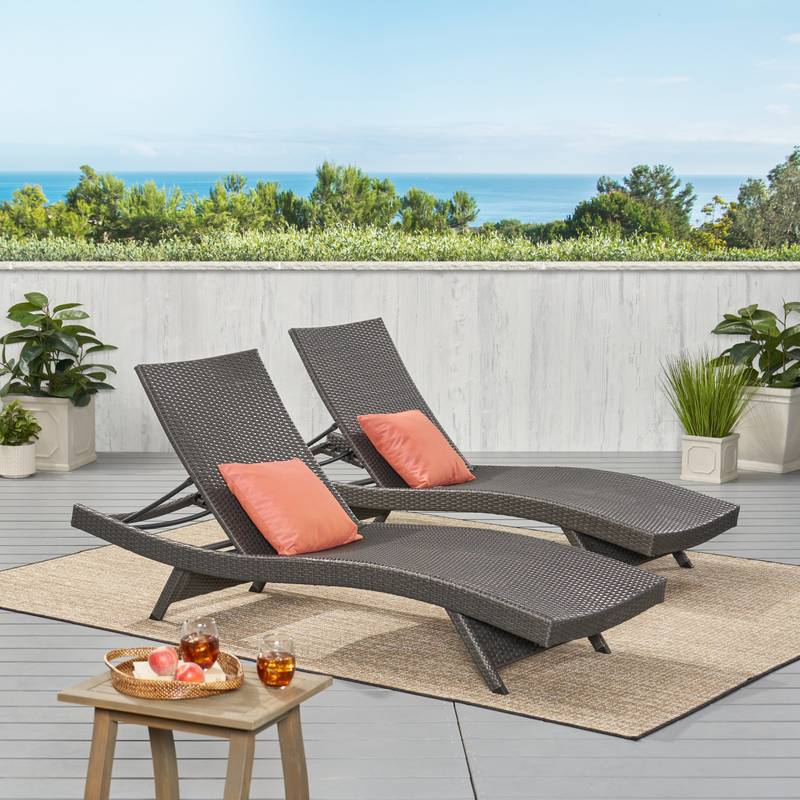 Salem Wicker Chaise Lounge Duo