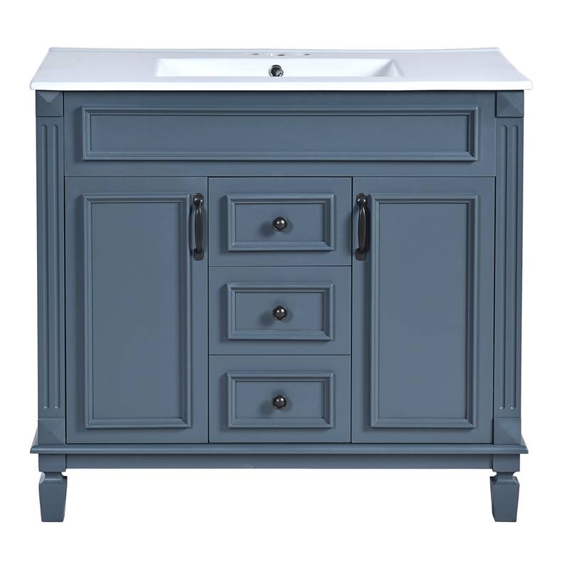Chic Royal Blue Bathroom Vanity with Sink & Storage