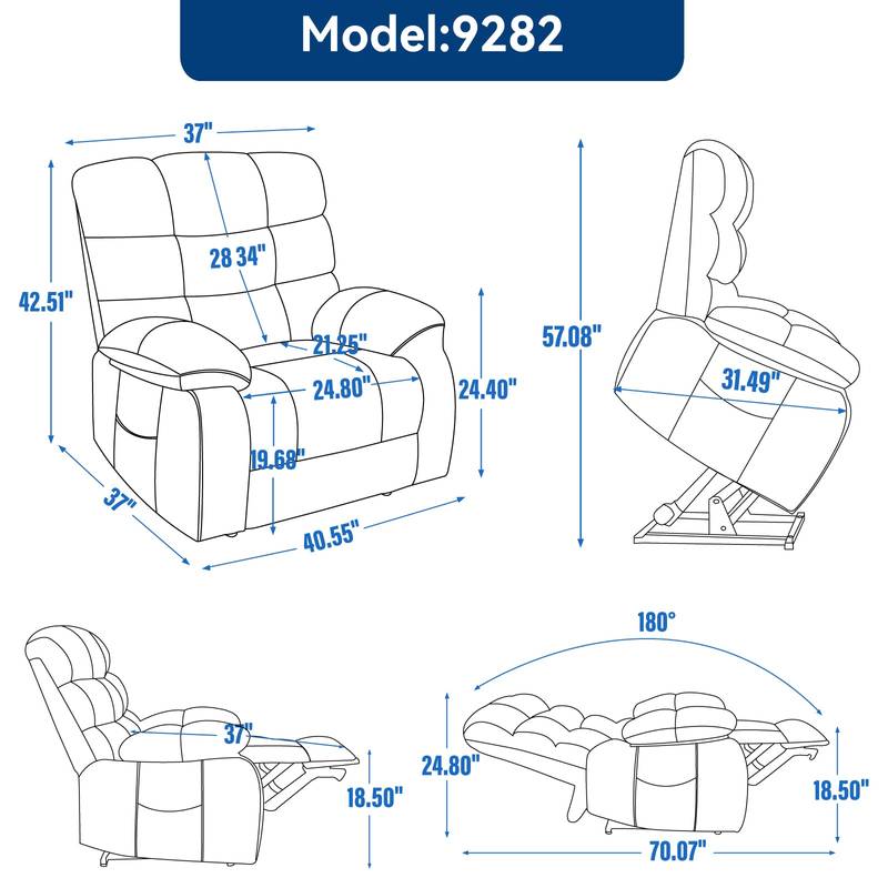 ComfyLift Heated Massage Recliner - Effortless Comfort & Support