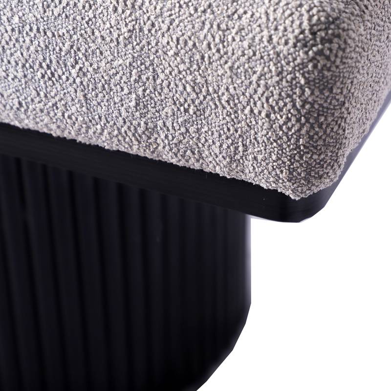 Cozy Grey Boucle Bench with Bold Black Legs