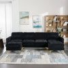 Black L-Shaped Sofa with Movable Ottoman