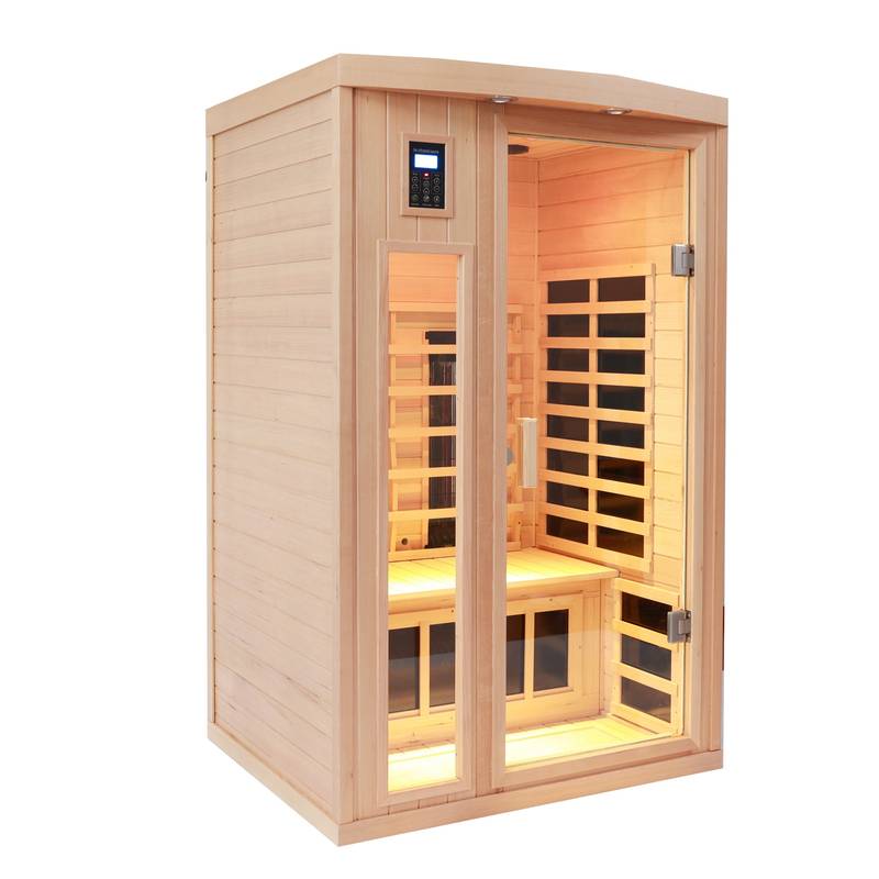 Cozy Hemlock Infrared Sauna with Mood Lighting and Bluetooth