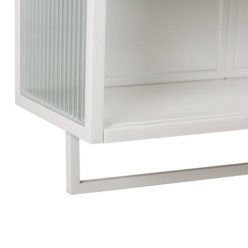 Stylish Glass Door Storage Cabinet with Towel Rack