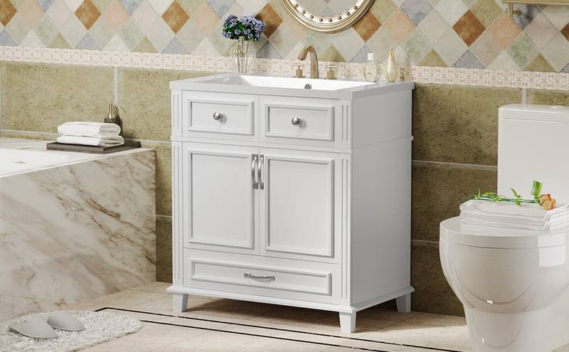 Charming Retro Bathroom Vanity with Soft Close Doors