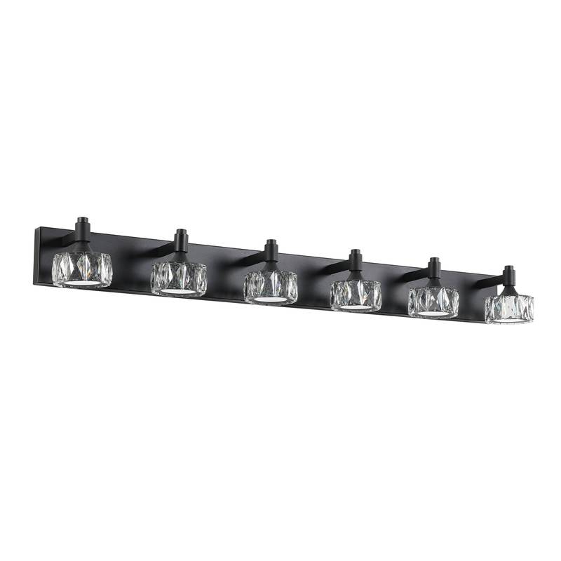 Chic Black LED Vanity Light with Crystal Shades